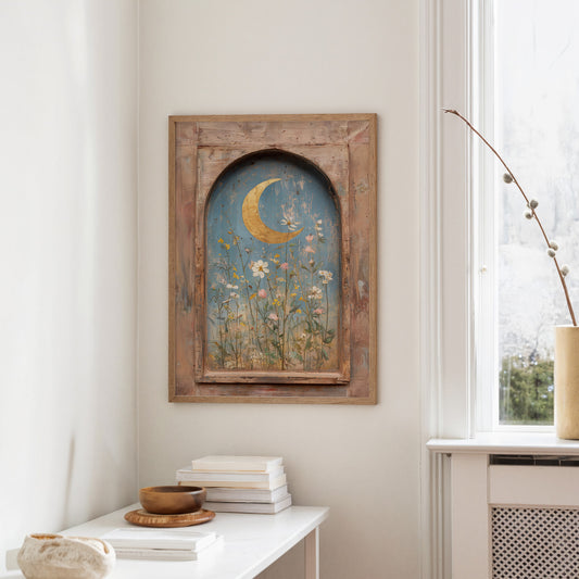 Crescent Over Quiet Blooms