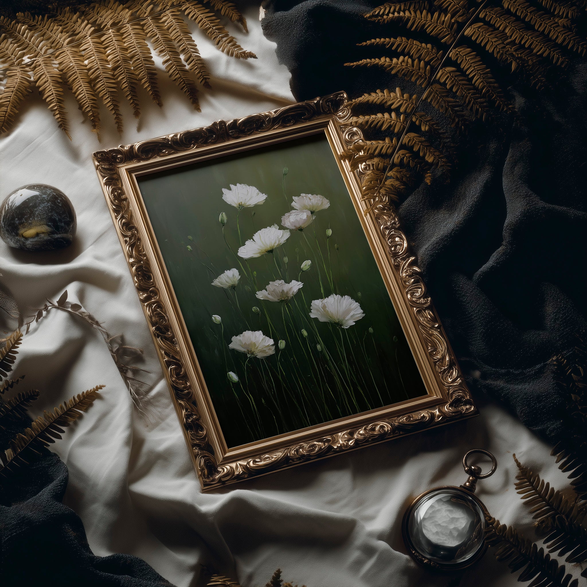 White Blooms in Quiet Green