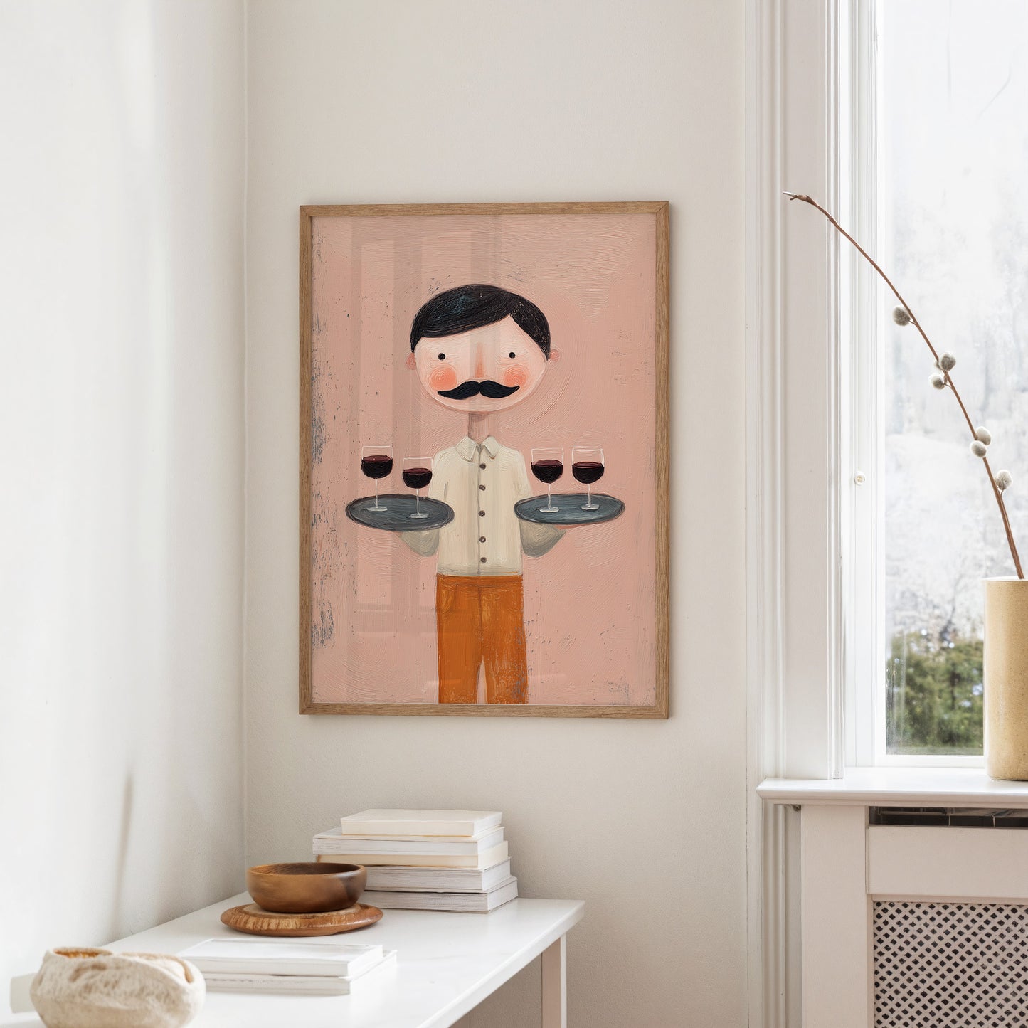 Whimsical Waiter with Red Wine