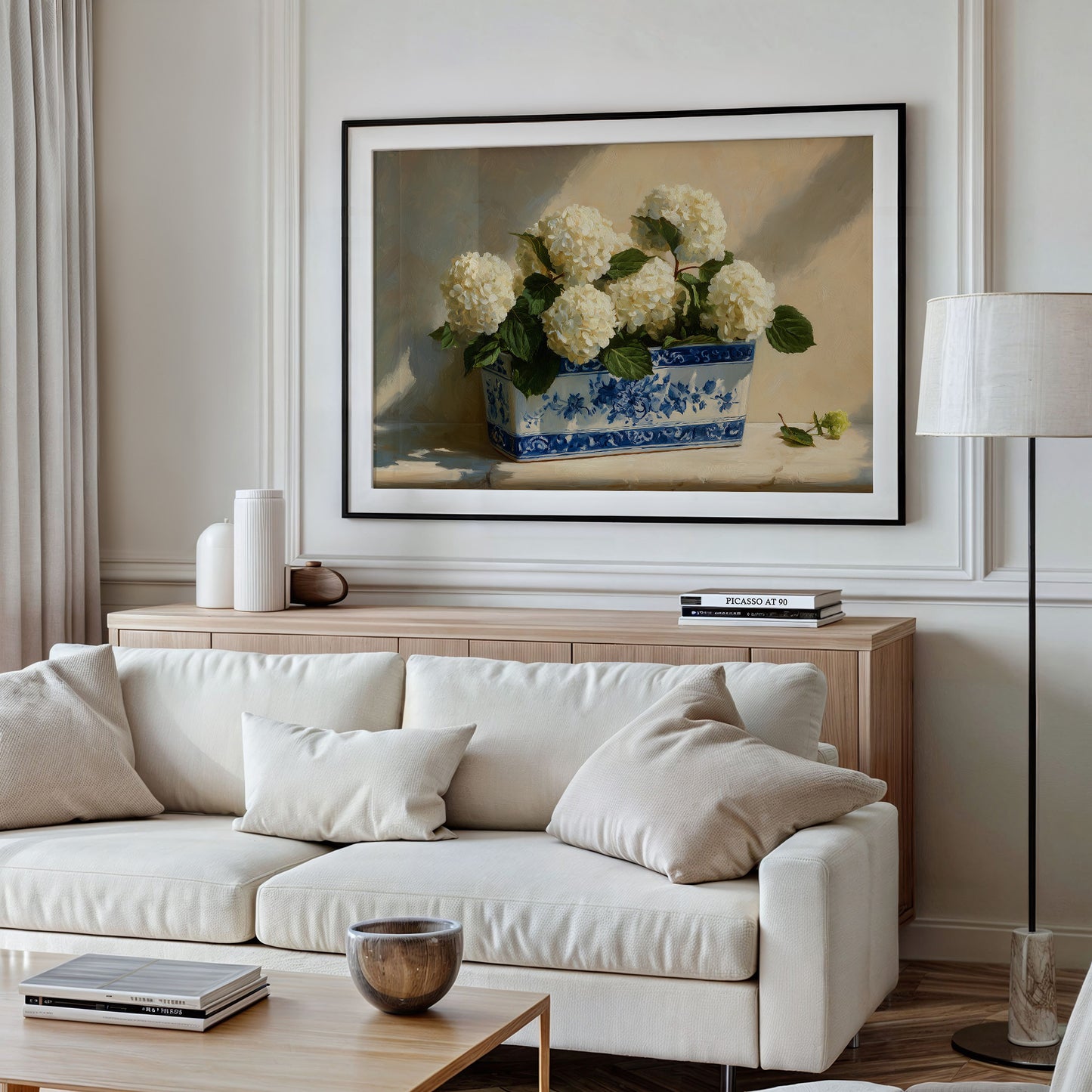 White Blooms in Blue Porcelain