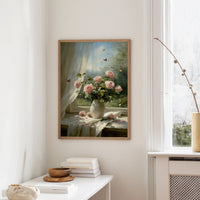Morning Light on Blush Roses