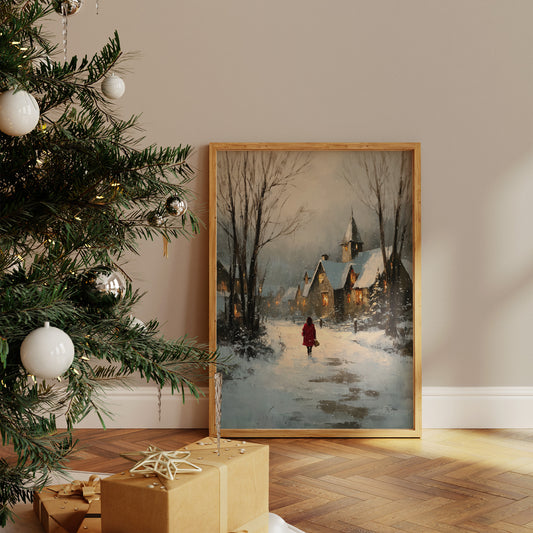 A Red Coat in Falling Snow