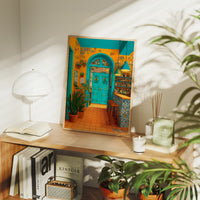 Turquoise Doorway in Sunlit Cantina
