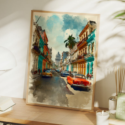 Vintage Havana Street in Sunlight