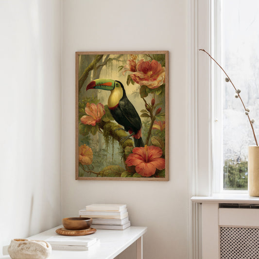 Toucan Among Tropical Blooms