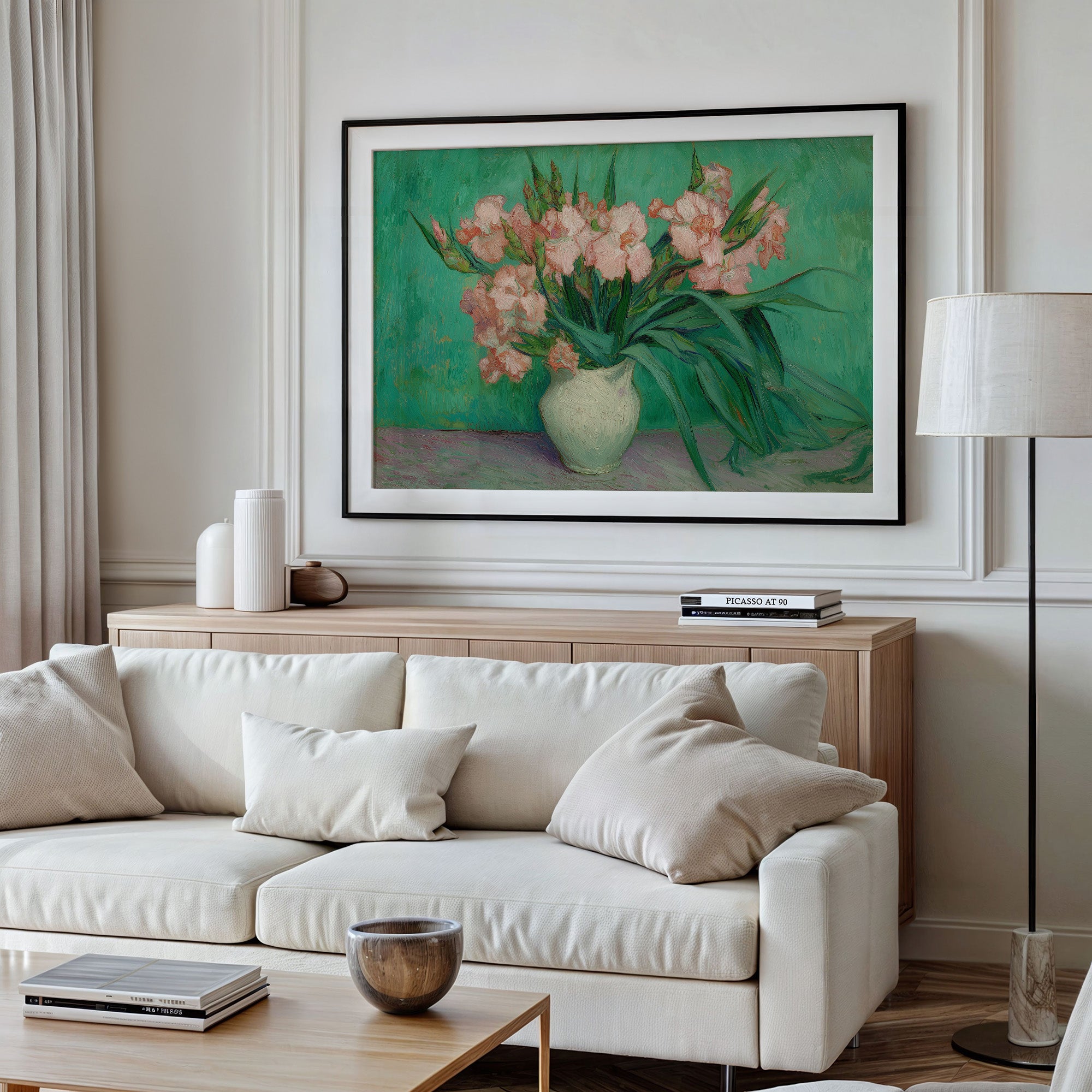 Blush Petals Against Emerald