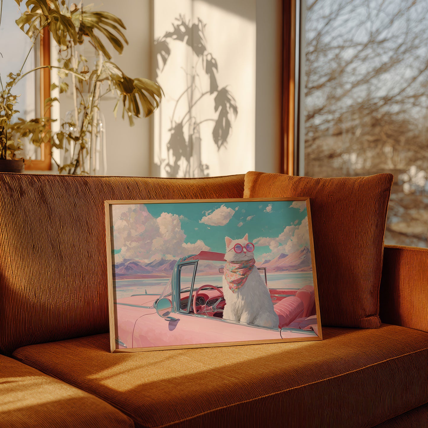 Desert Drive With Pink Skies