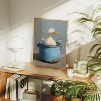 Bath Time In A Blue Pot