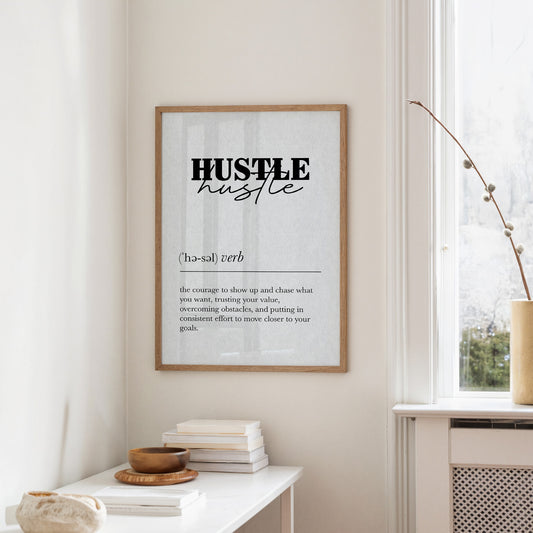 Hustle Definition Minimalist Typography Print