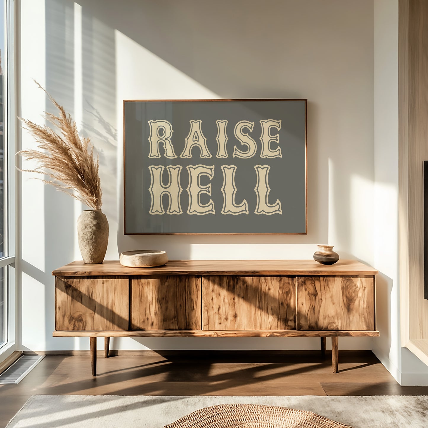 Raise Hell Western Typography Wall Art