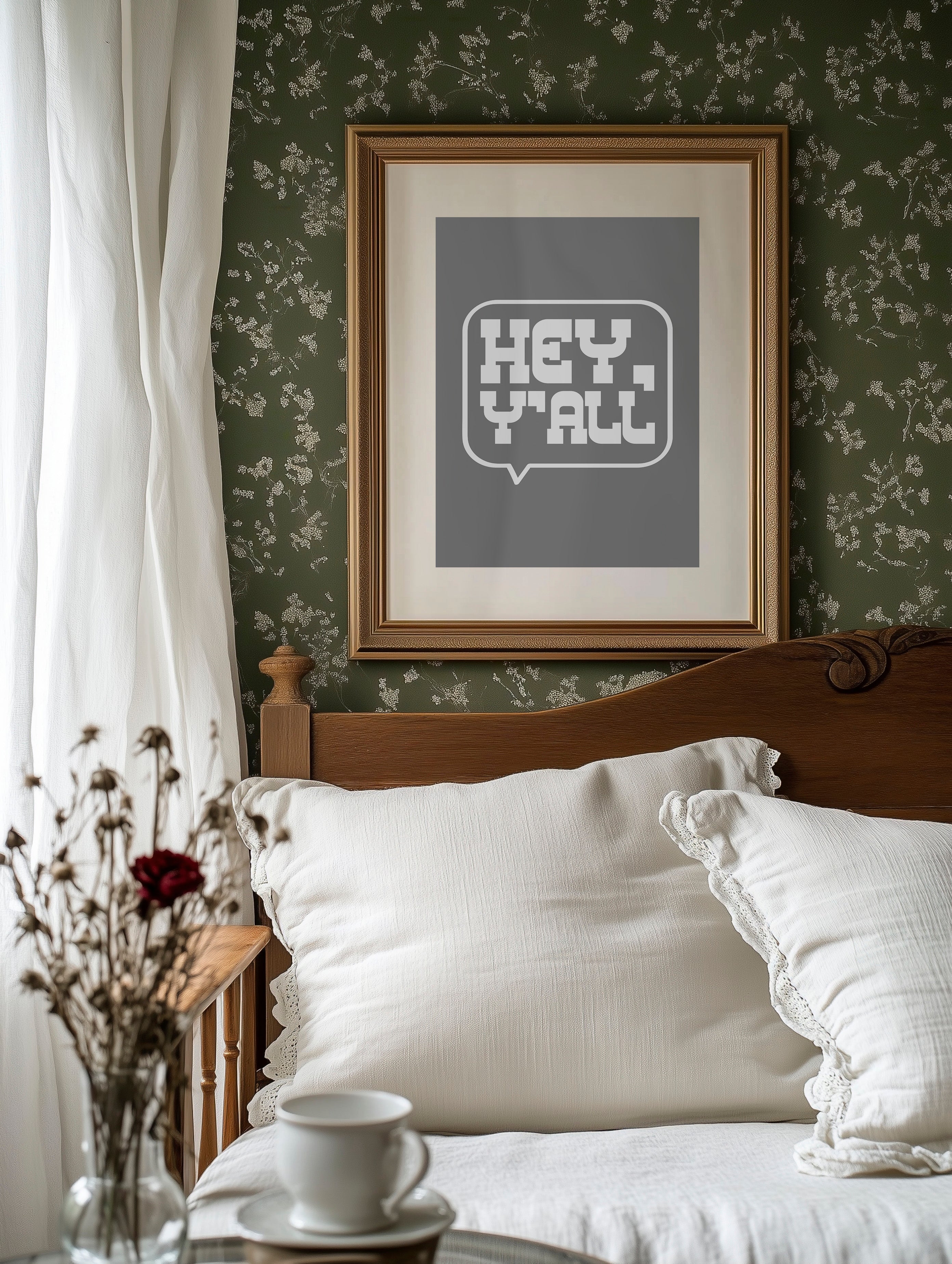 Hey Y All Western Speech Bubble Sign