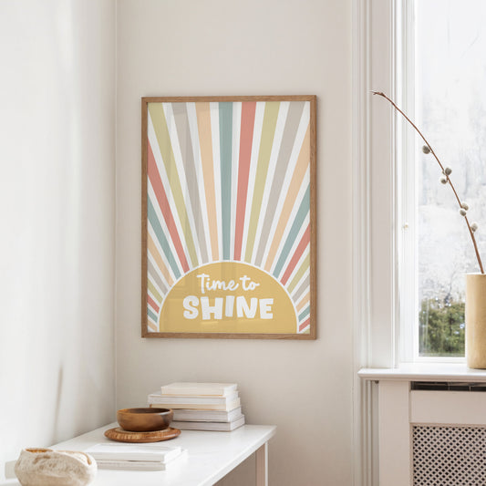 Time To Shine Retro Sunburst Print
