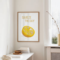 Squeeze The Day Lemon Quote Kitchen Print