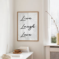 Live Laugh Love Minimalist Script Quote Print
