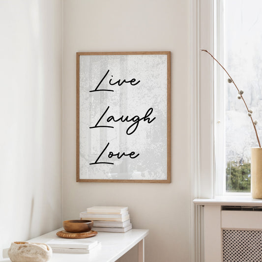 Live Laugh Love Minimalist Script Quote Print