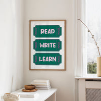 Read Write Learn Ticket Art