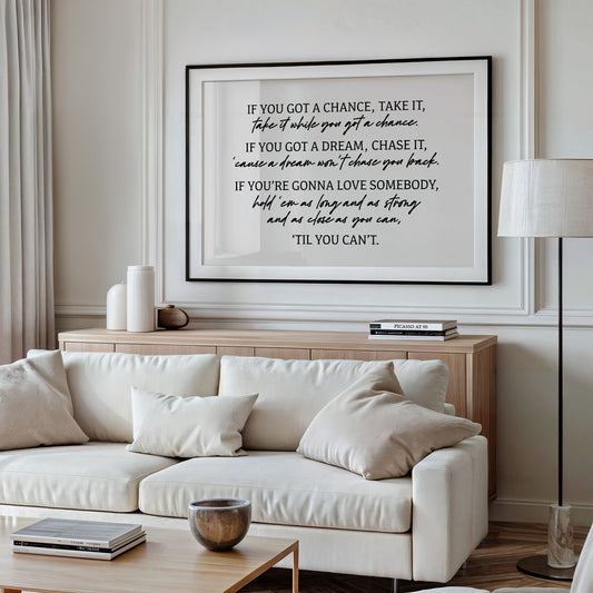 Til You Can't Lyric Canvas Art