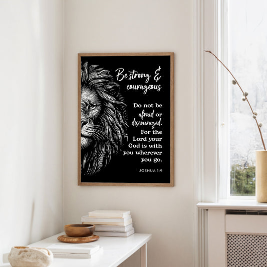 Be Strong and Courageous Lion Scripture