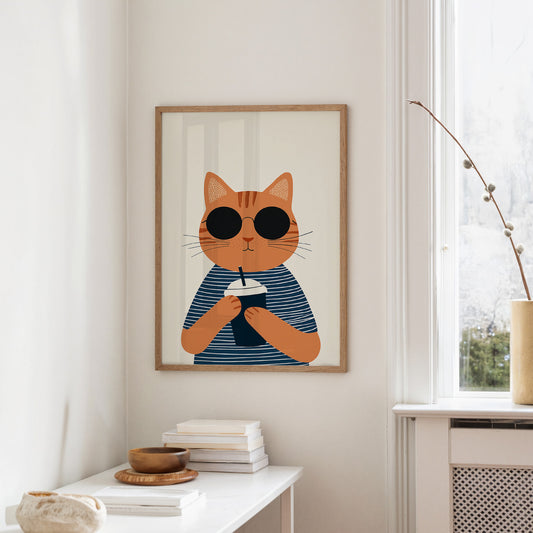 Cool Cat With Coffee