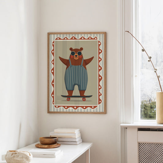 Cool Skateboard Bear Illustration