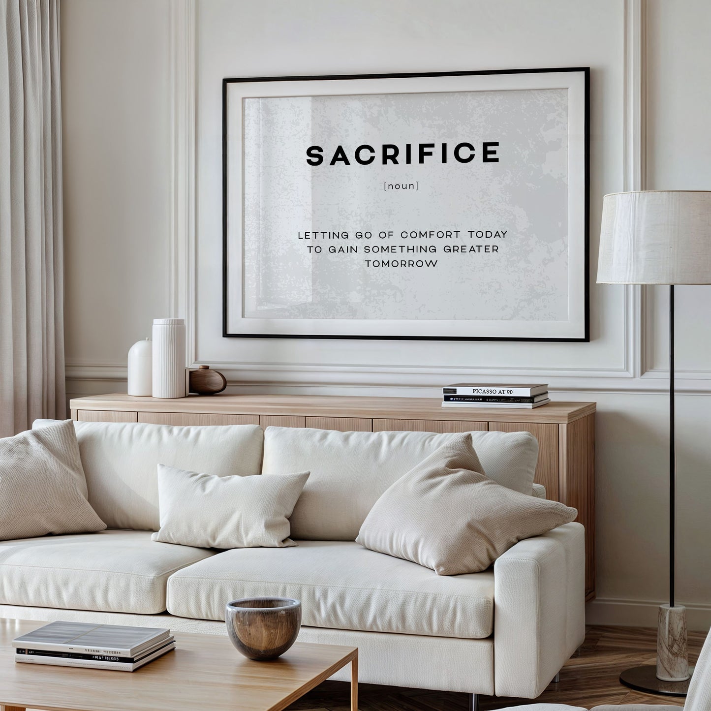 Sacrifice Definition Canvas Art | Bold Motivational Typography Print for Home Office, Gym or Entrepreneur Décor