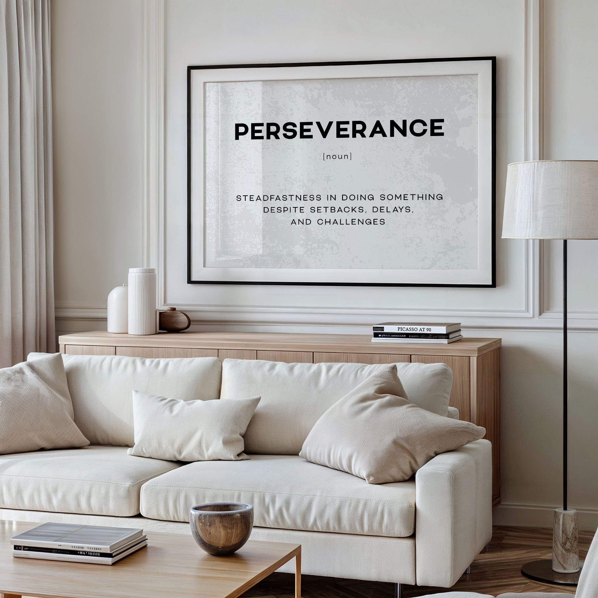 Perseverance Definition Canvas Art | Bold Motivational Typography Print for Home Office, Gym or Entrepreneur Décor