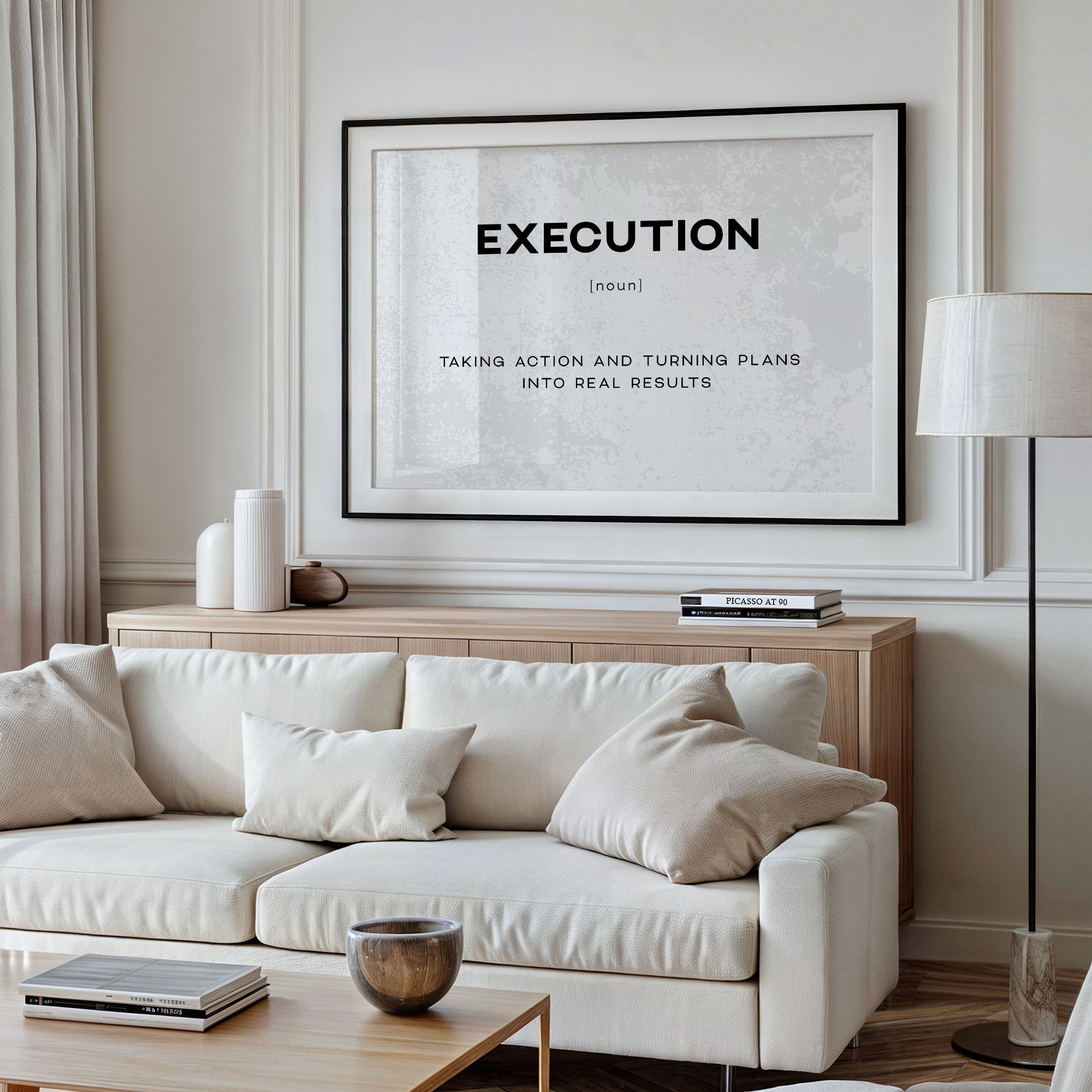 Execution Definition Canvas Art | Bold Motivational Typography Print for Home Office, Gym or Entrepreneur Décor