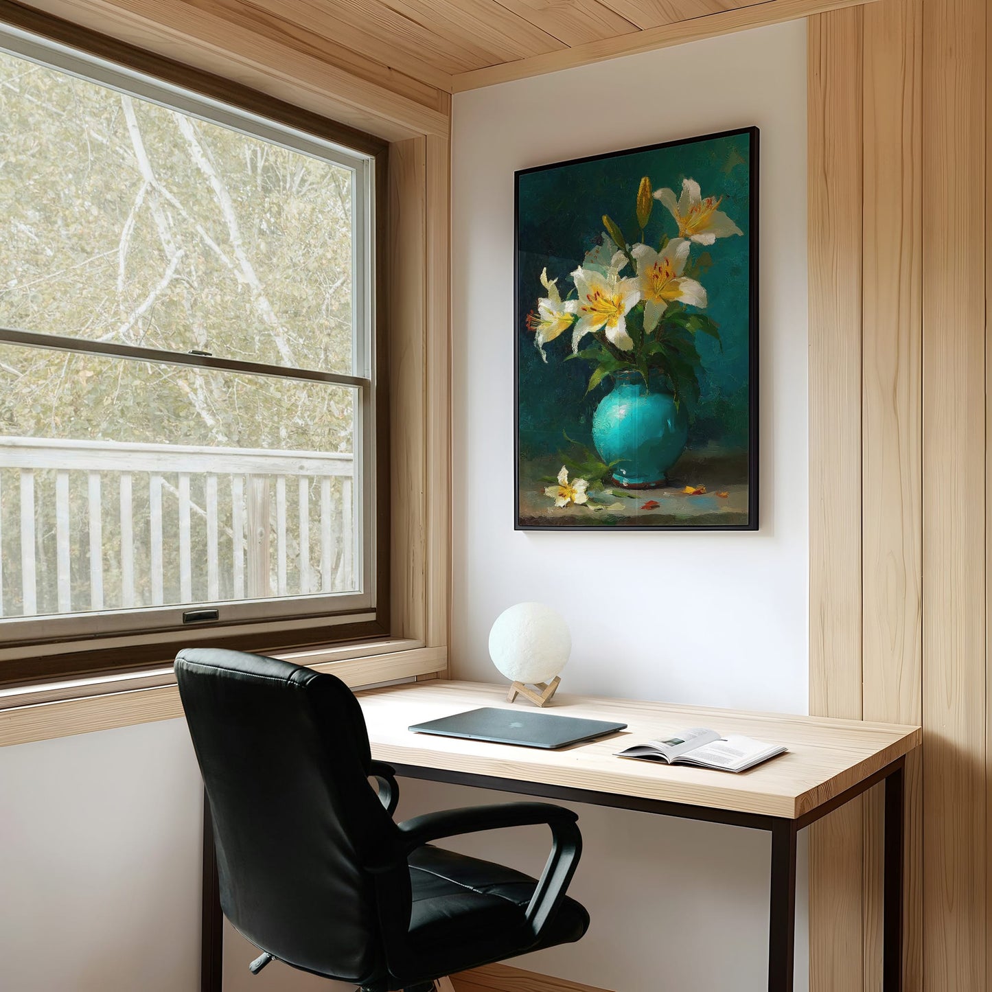 White Lilies in a Turquoise Vase