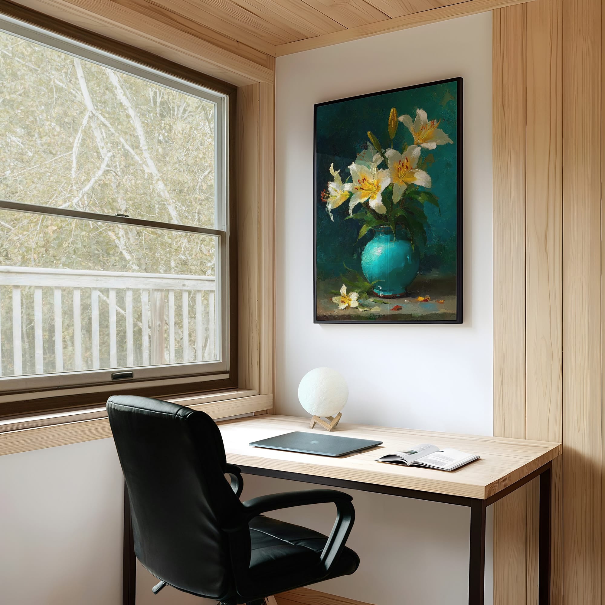 White Lilies in a Turquoise Vase