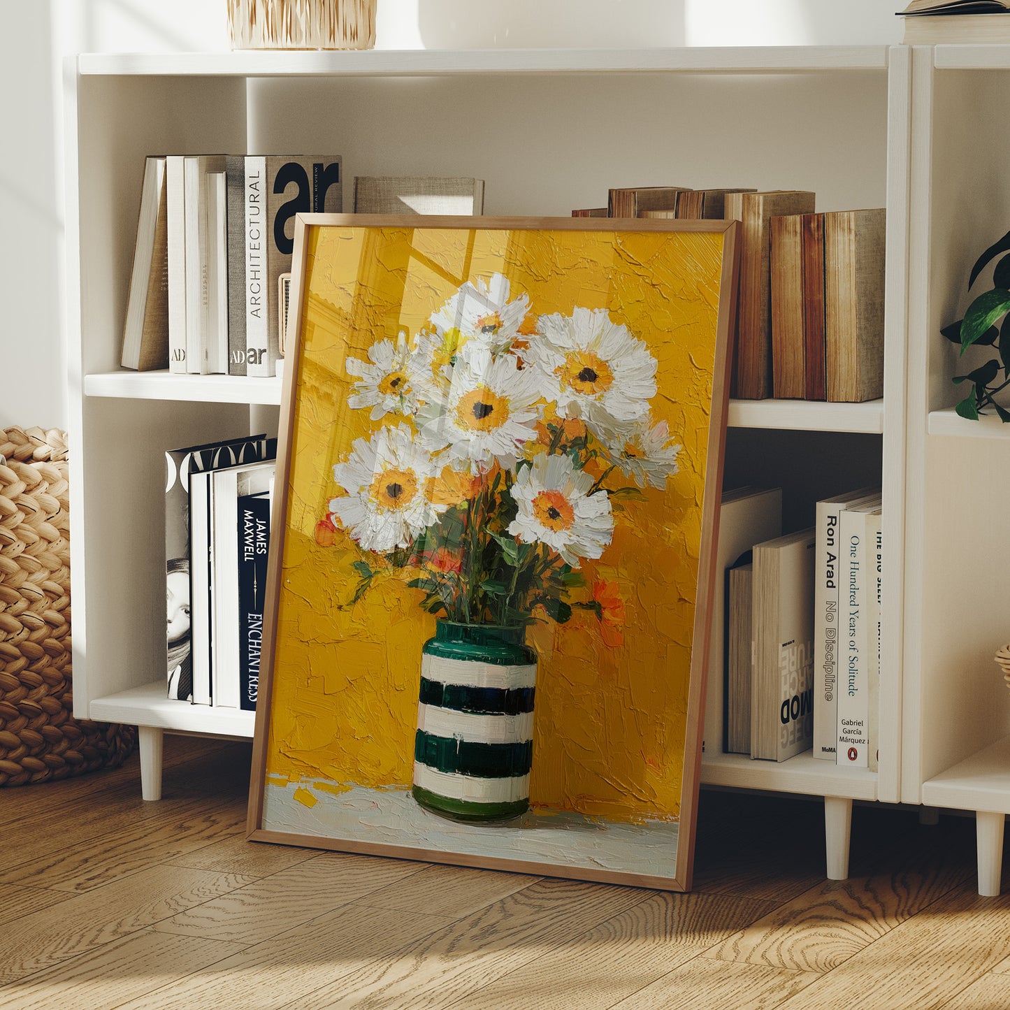 Tuesday Daisies in a Striped Vase