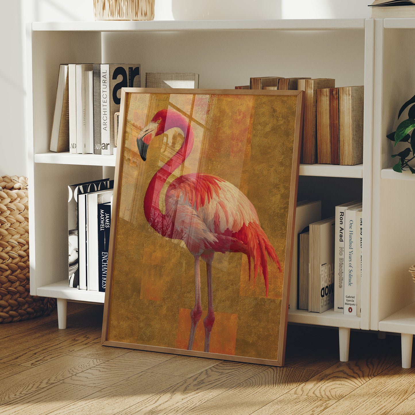 Flamingo in Gold Light