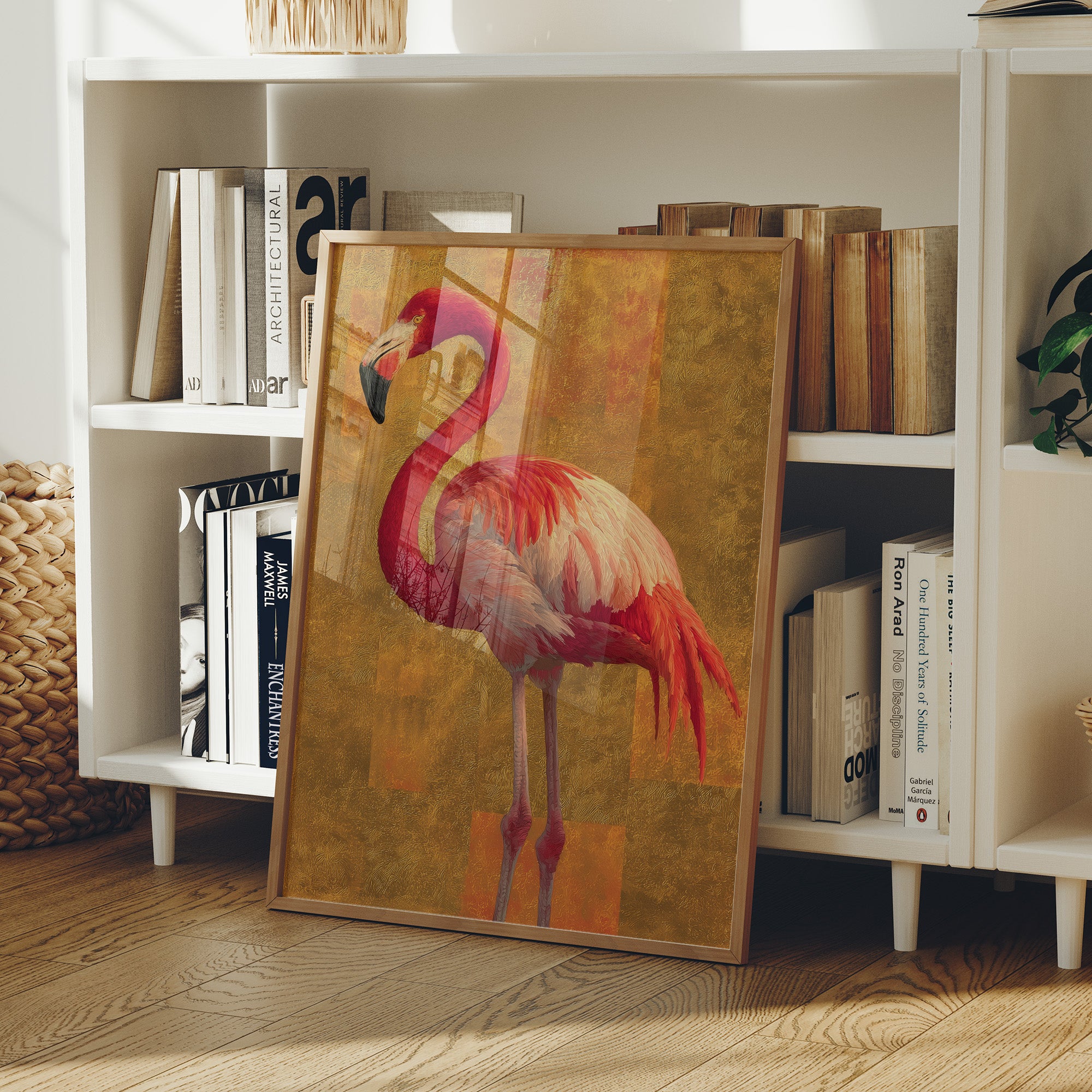 Flamingo in Gold Light