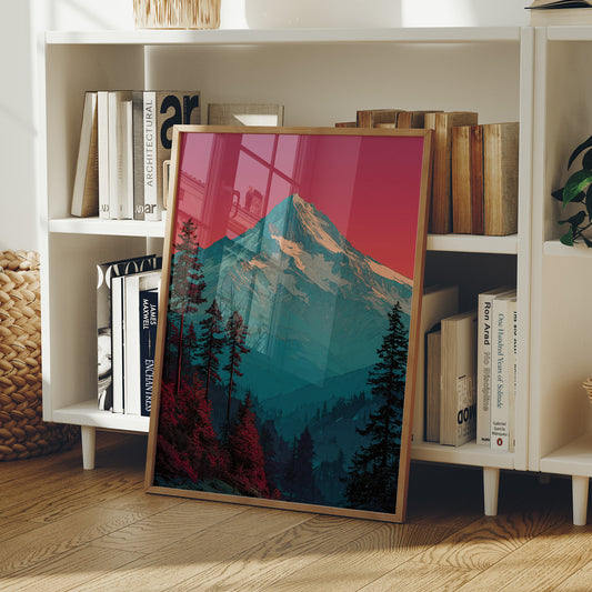 Crimson Sky Over Teal Peak