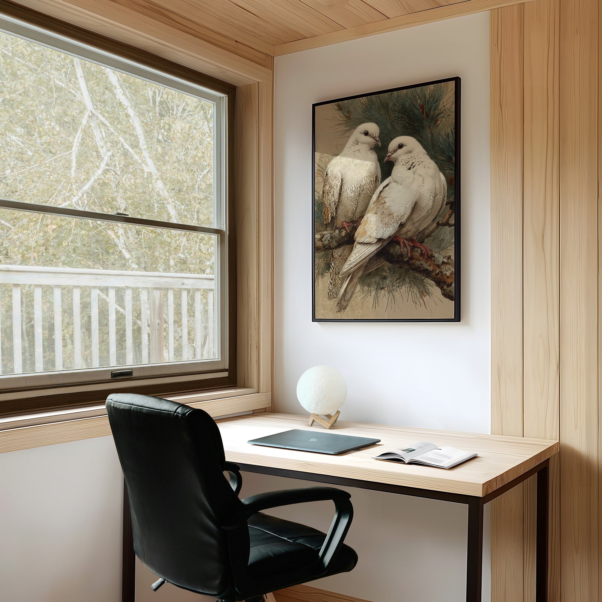 Two White Doves at Rest