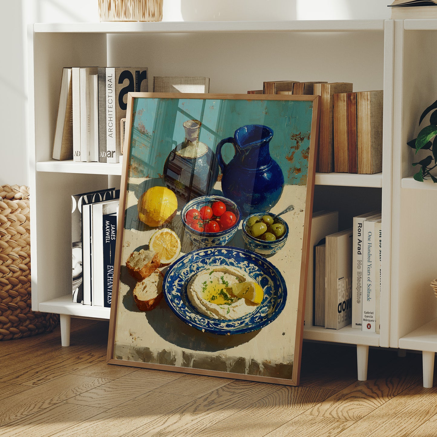 Hummus and Blue Pottery