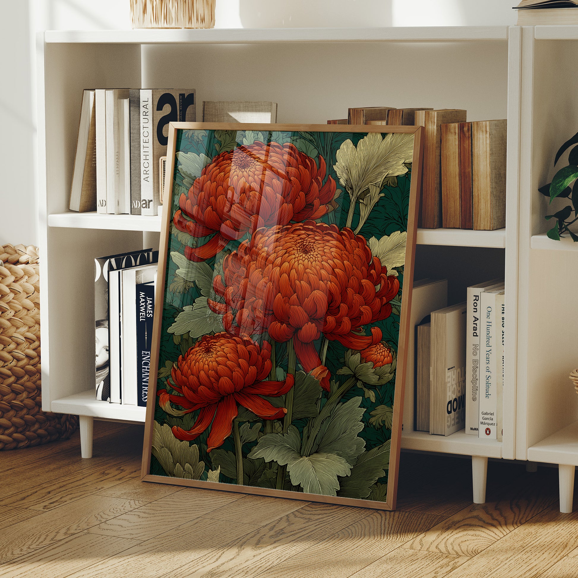 Chrysanthemums in Deep Jade