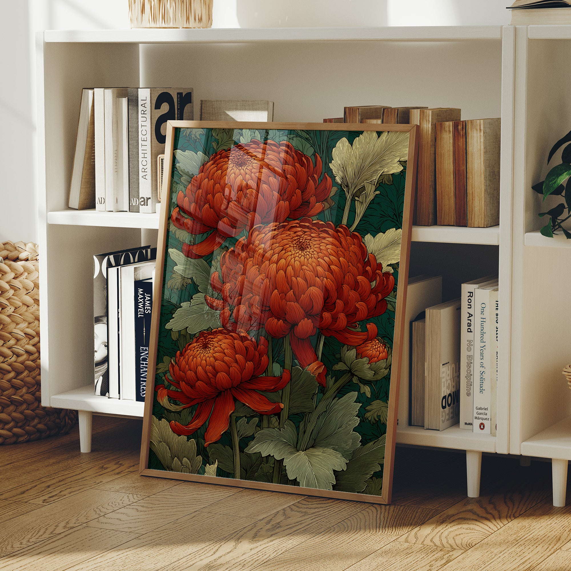 Chrysanthemums in Deep Jade