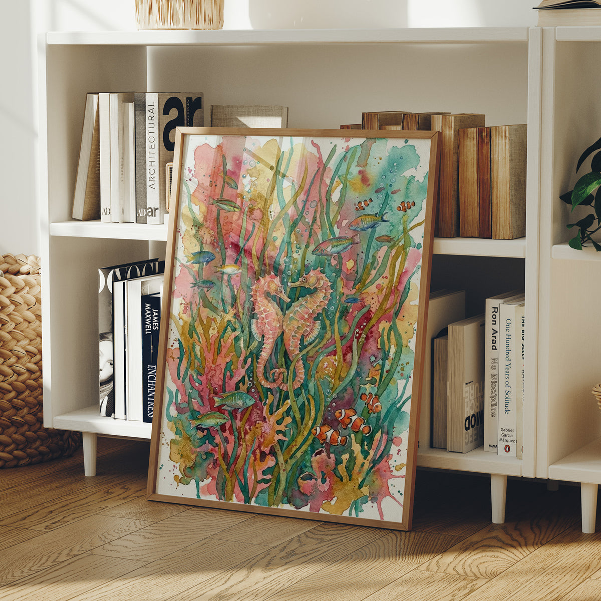 Seagrass Sweethearts: Watercolor Seahorse Duo