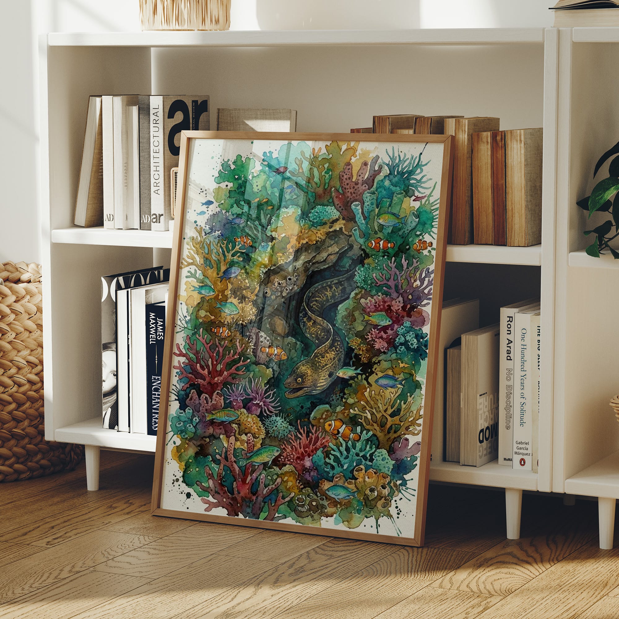 Reef Hideaway: Watercolor Moray Eel Study