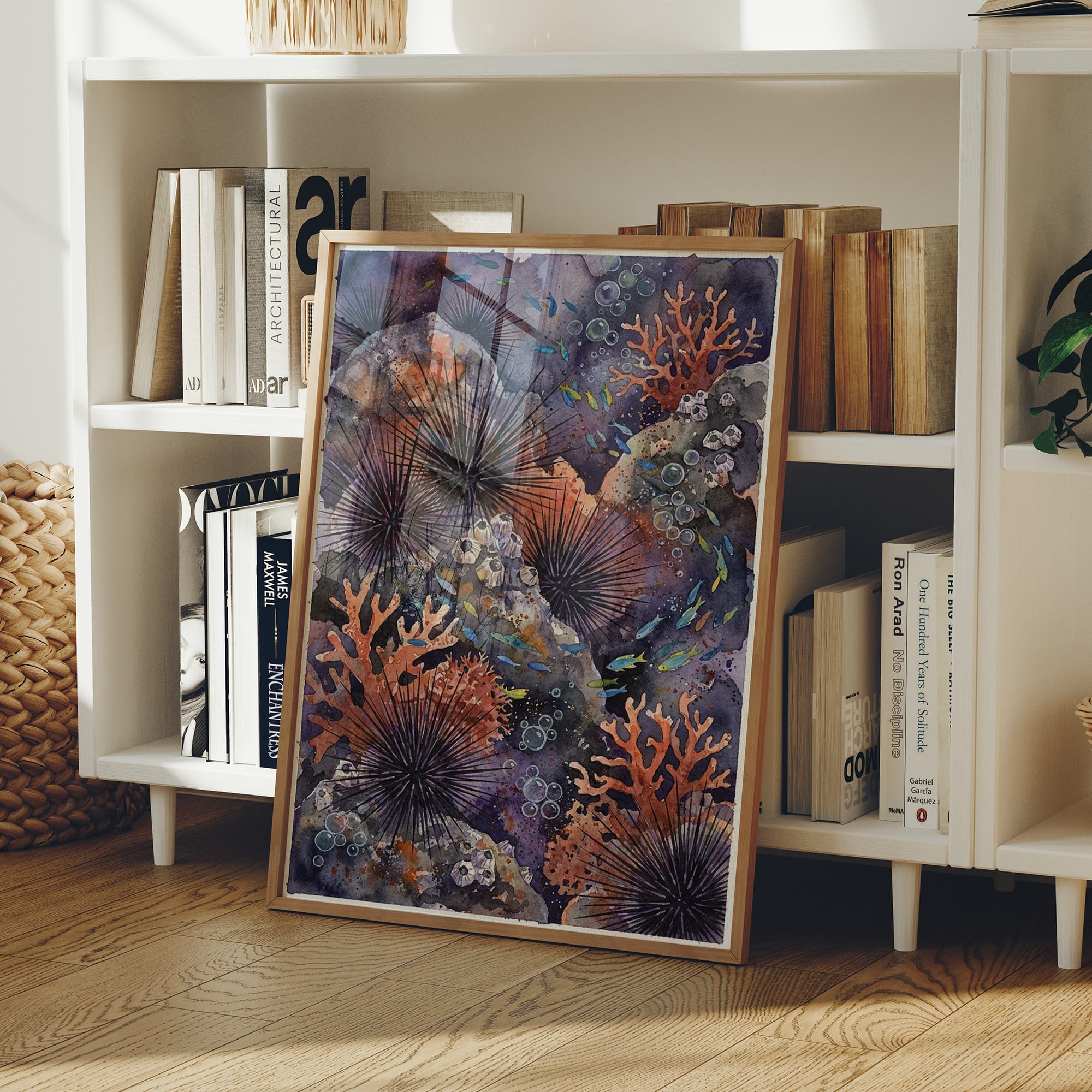 Spined Sentinels: Watercolor Sea Urchin Reef