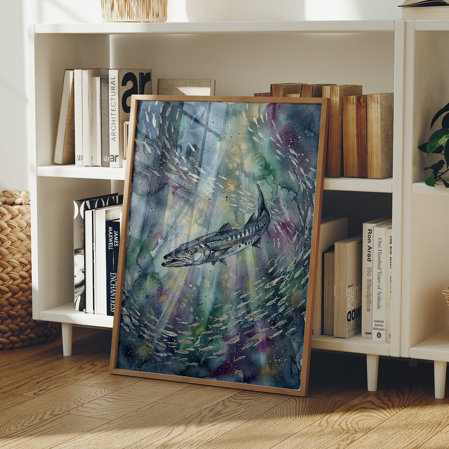 Bait Ball Hunter: Watercolor Barracuda Study