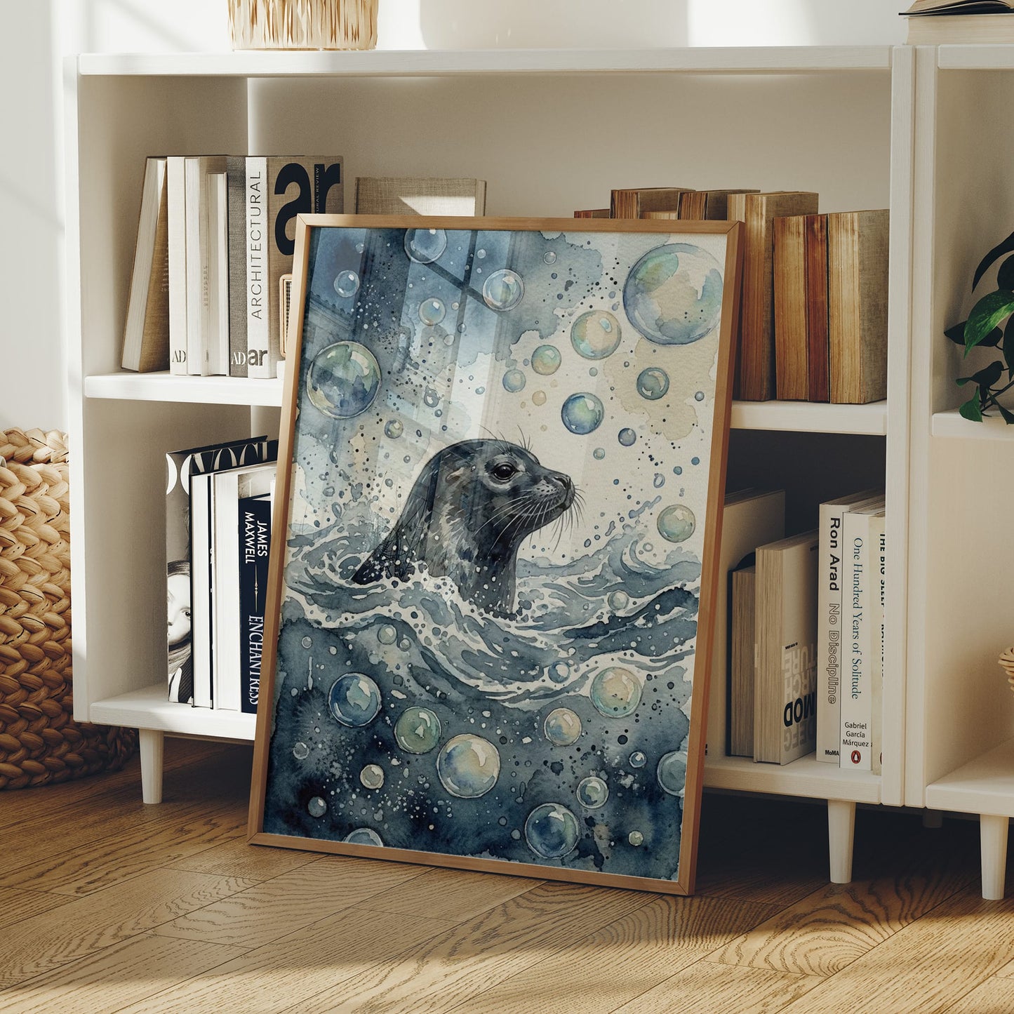 Surface Breath: Watercolor Harbor Seal Study
