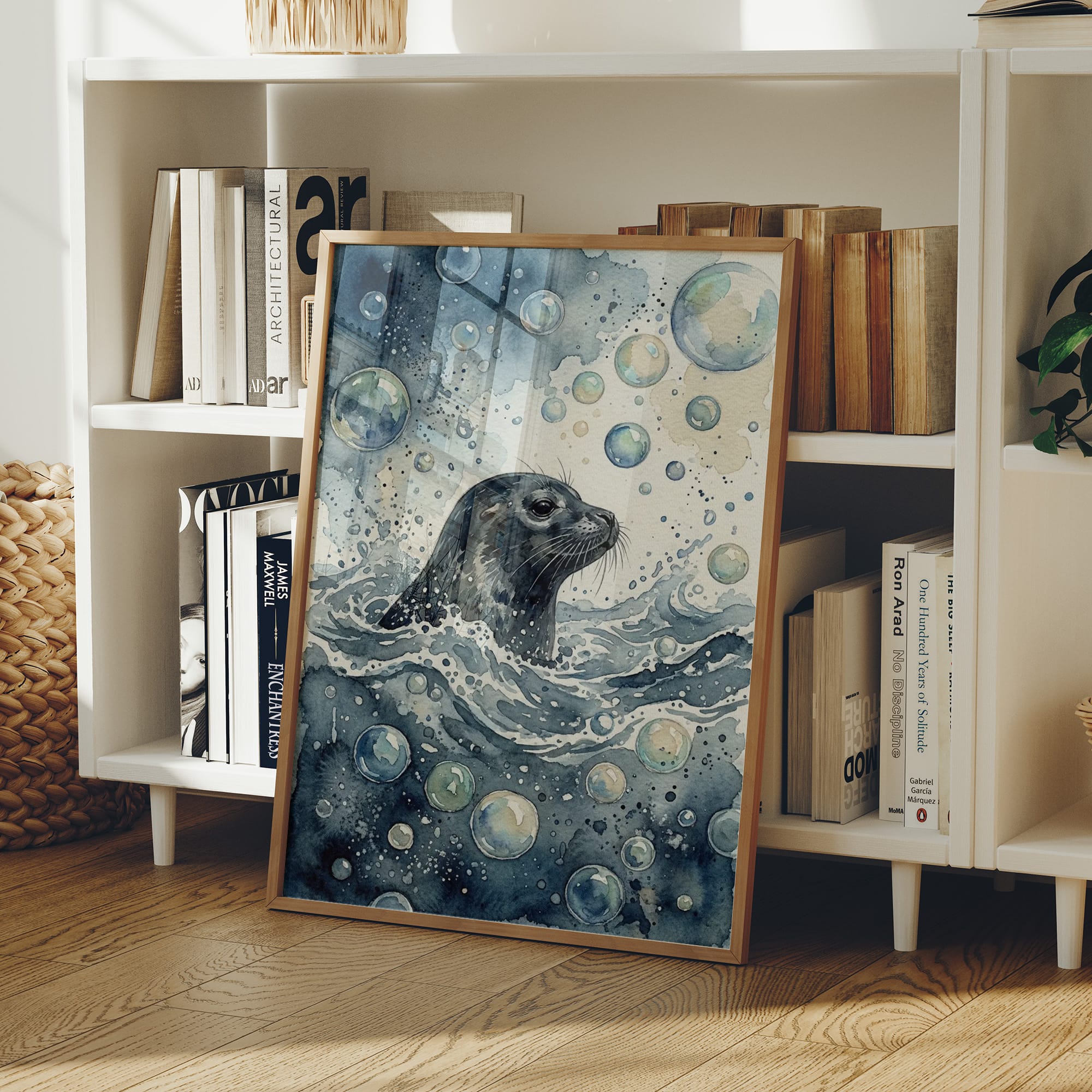 Surface Breath: Watercolor Harbor Seal Study