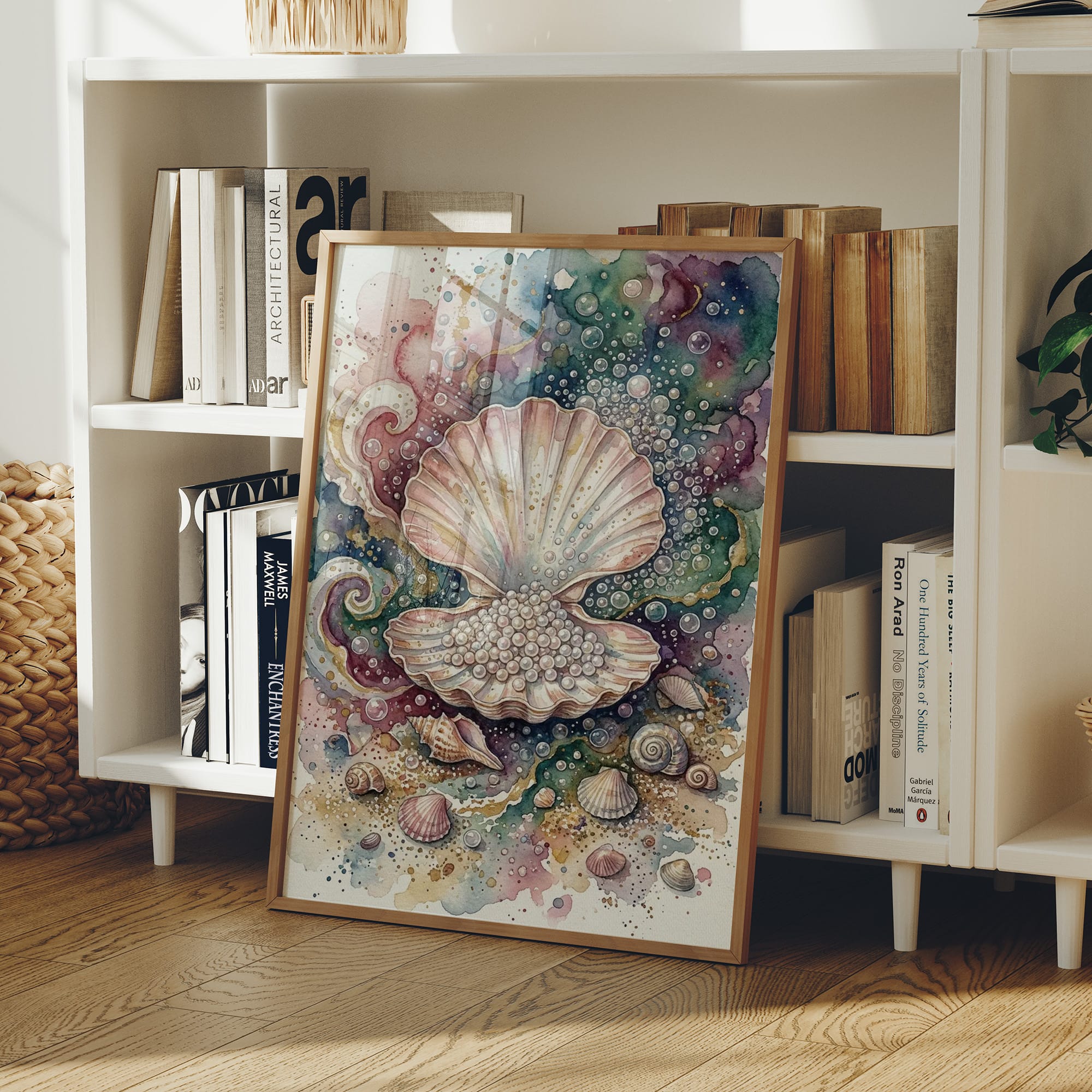 Pearl Cache: Watercolor Scallop Shell Study