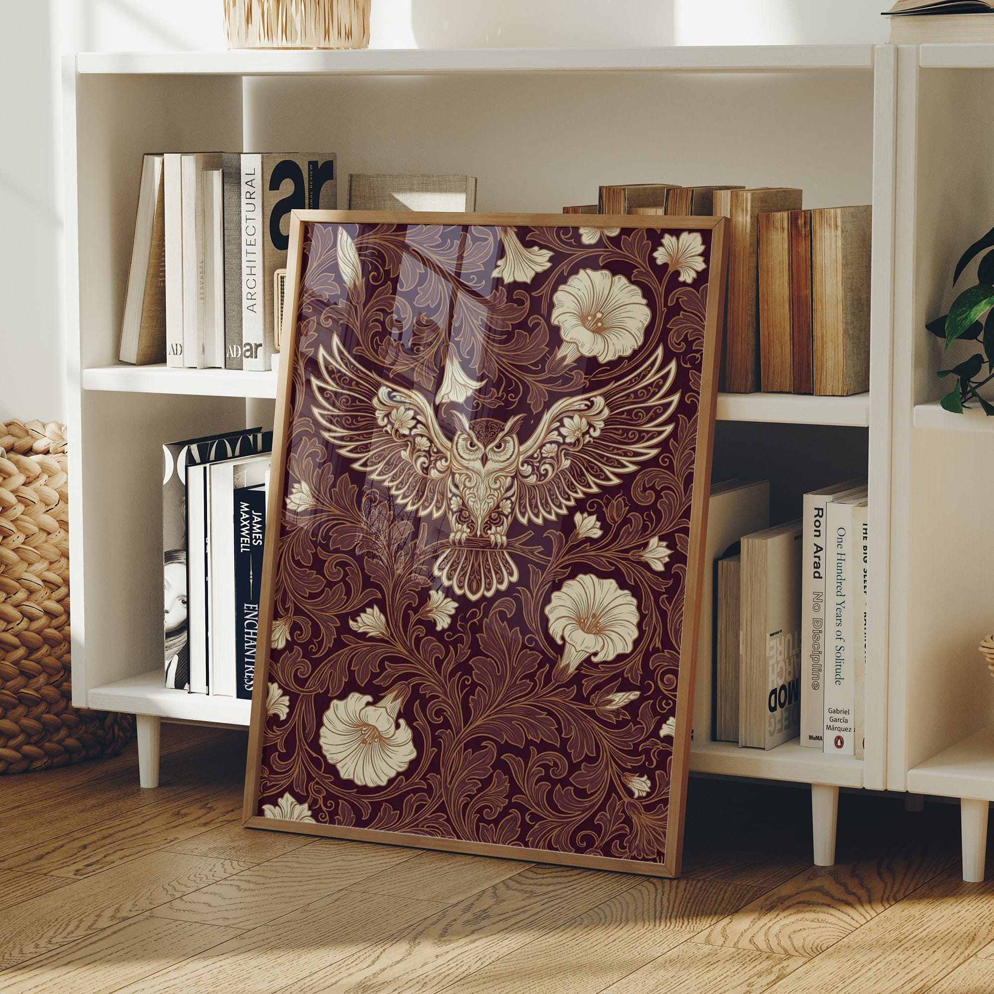 Owl in Flight: Art Nouveau Pattern Study