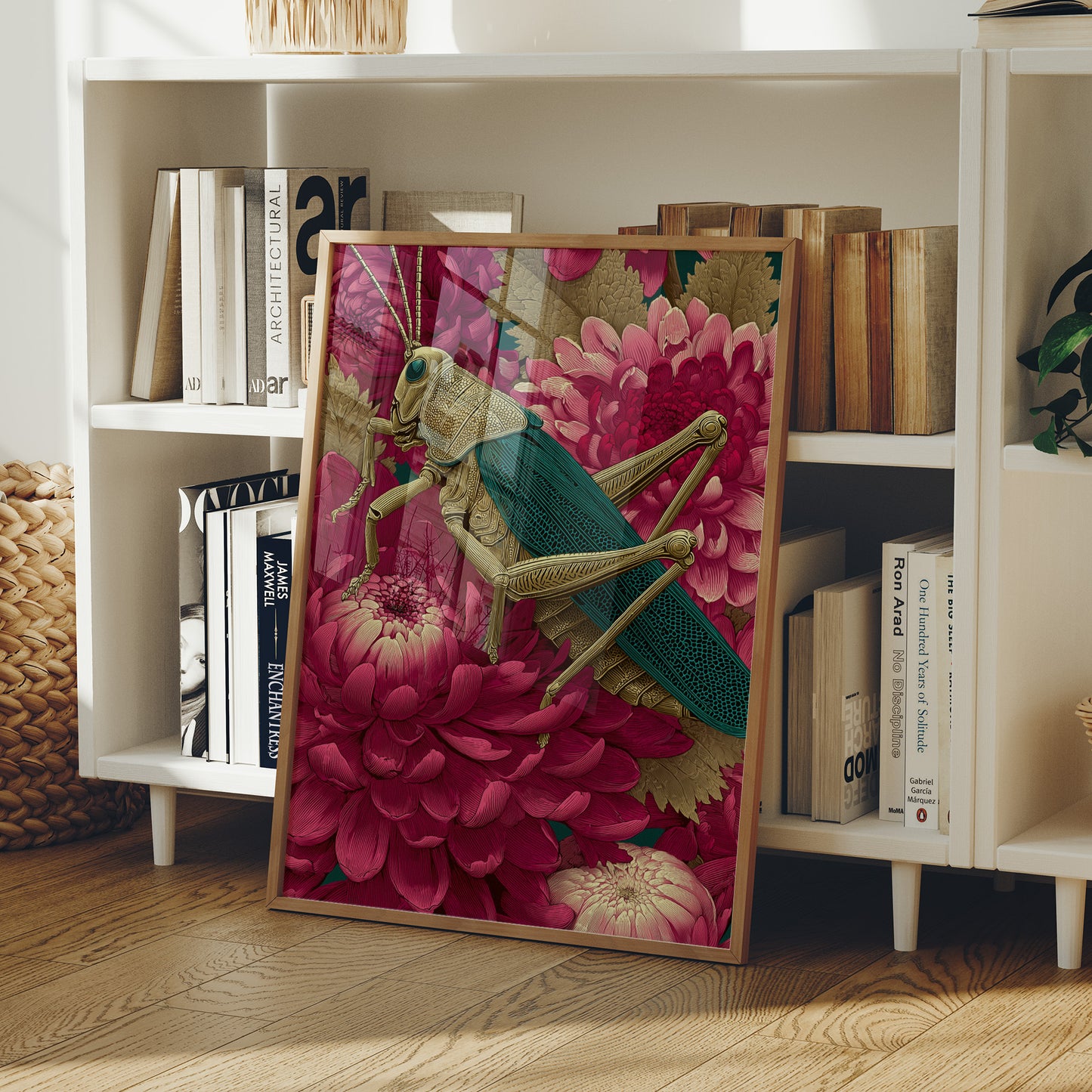 Grasshopper Among Chrysanthemums