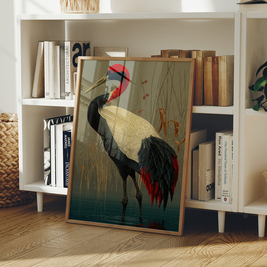 Crane in the Marsh Reeds