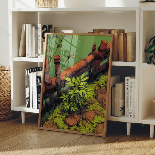 Bamboo Fence in Chartreuse Light