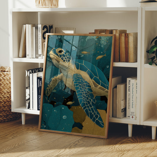 Sea Turtle Through the Reef