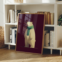 Polar Bear in Green Scarf